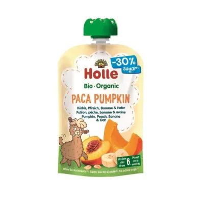 Holle Mus warzywno-owocowy Paca Pumpkin dynia, brzoskwinia, banan, owies po 6. miesi�cu �ycia 100 g Bio