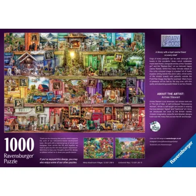 Puzzle 1000 el. Psy w bibliotece Ravensburger