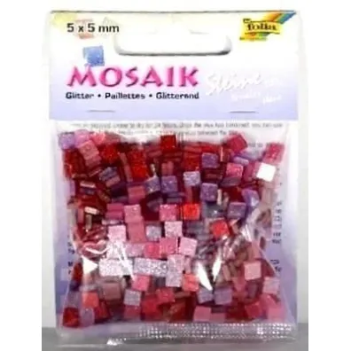 Mozaika kamyczki brokatowe 5x5mm r�owe Galeria Hobby