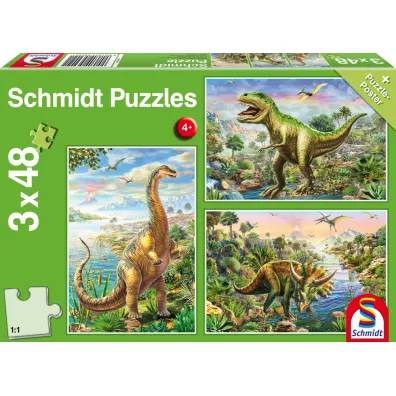 Puzzle 3 x 48 el. Dinozaury Schmidt