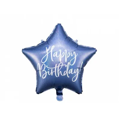 PartyDeco Balon foliowy Happy Birthday granatowy 40cm