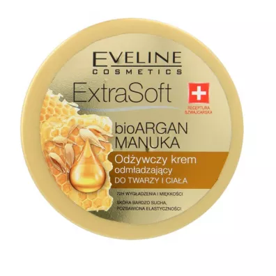 Eveline Cosmetics Extra Soft Bio Argan od�ywczy krem odm�adzaj�cy do twarzy i cia�a Olejek Manuka 175 ml