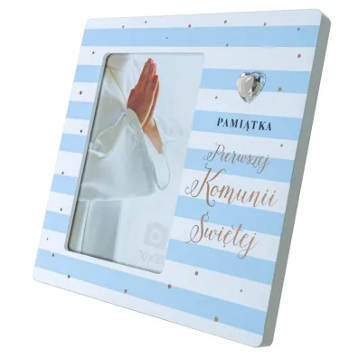 Ramka Moments Komunia - niebieskie paski RM-026