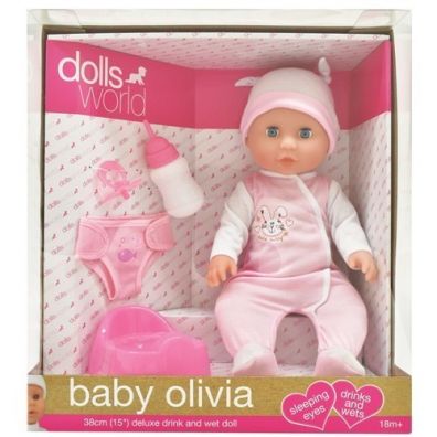 Lalka bobas baby Olivia 38cm pijca, sikajca 08818 DANTE Dolls World