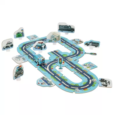 Tor samochodowy puzzle policja pojazdy miasto