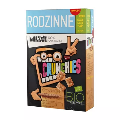 Milzu! Rodzinne crunchies Patki niadaniowe ytnio-owsiane cynamon 450 g Bio