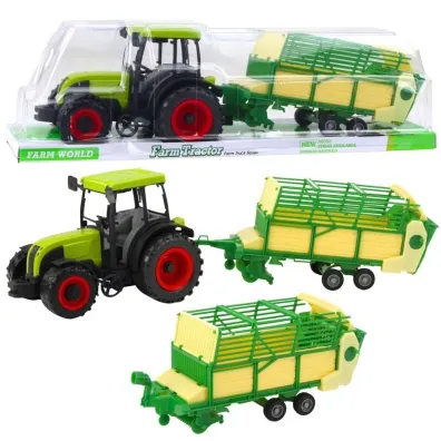 Traktor rolniczy przyczep� zielono-��t� LeanToys