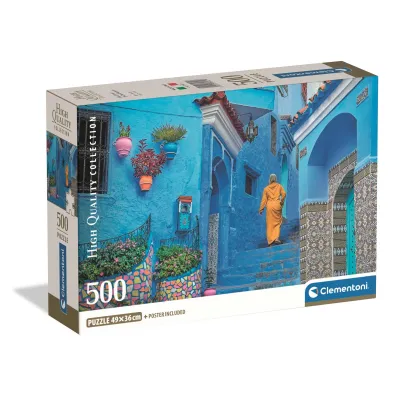 Puzzle 500 Compact Blue Street of Chefchaouen 35621 Clementoni