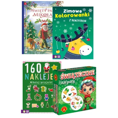 Pakiet: �wi�ty pan Miko�aj, Zimowe kolorowanki z reniferem, Ale Pary �wi�teczne, 160 naklejek. Miko�aj i przyjaciele