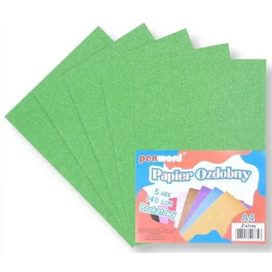 Polsirhurt Papier ozdobny A4 brokatowy zielony 140g 5 szt.