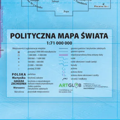 Podk�adka na biurko �wiat polityczny 1:71 000 000