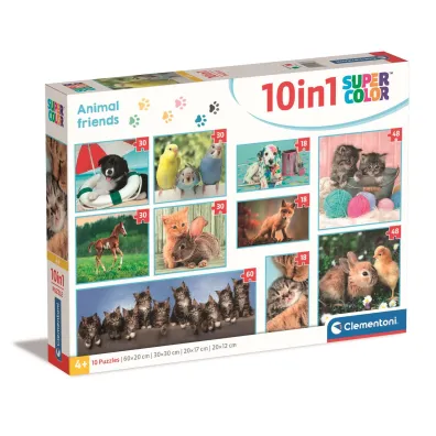 Puzzle 10w1 SuperColor. Animal Friends Clementoni