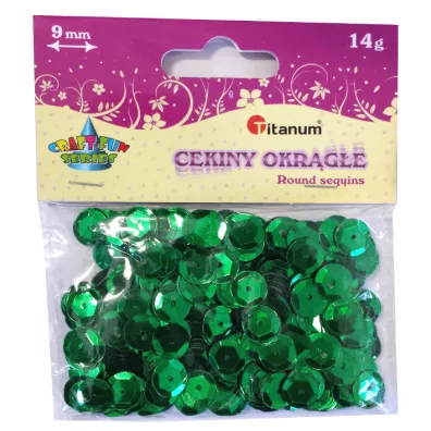 Titanum Cekiny okr�g�e metaliczne zielone 9mm, 14g