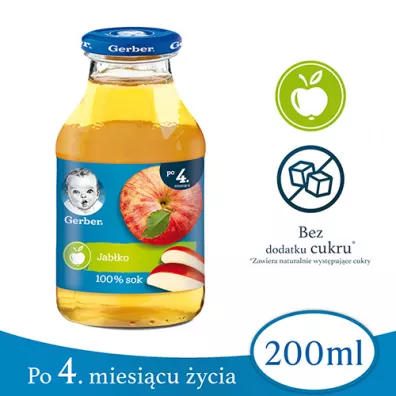 Gerber Sok 100% jab�ko dla niemowl�t po 4 miesi�cu 200 ml