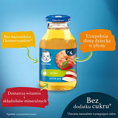 Gerber Sok 100% jab�ko dla niemowl�t po 4 miesi�cu 200 ml