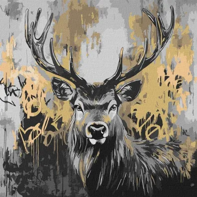 Ideyka Malowanie po numerach - Z�oty jele� metal 40x40cm