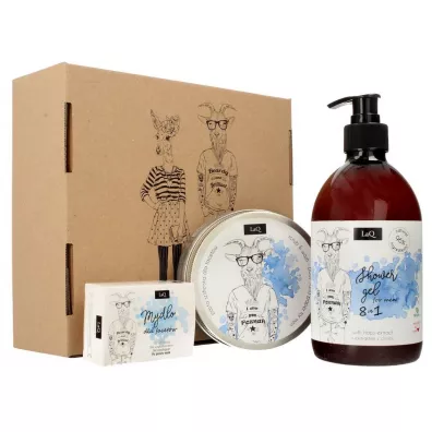 LaQ Zestaw Kozio Scrub + el pod prysznic + Mydo w kostce 200 ml + 500 ml + 85 ml