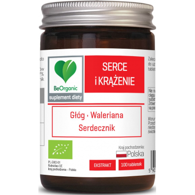 Be Organic Tabletki Serce i krenie (500 mg) - suplement diety 100 tab. Bio