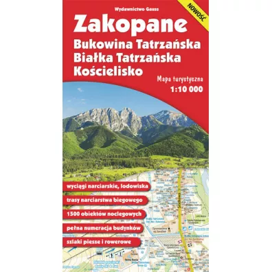 Zakopane, Bukowina, Biaka i Kocielisko. Mapa