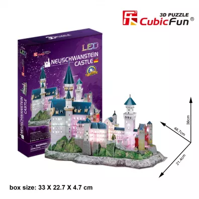 Puzzle 3D 128 el. Zamek Neushwastein LED Cubic Fun