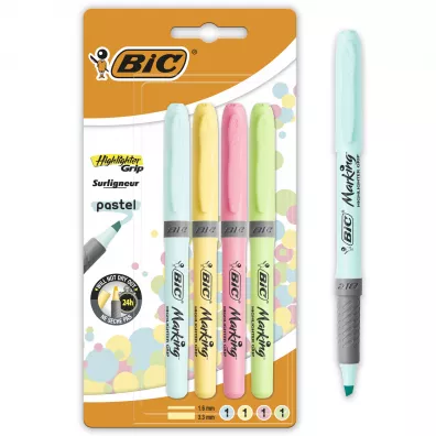 Bic Zakrelacz Highlighter Grip pastelowe kolory 4 szt.