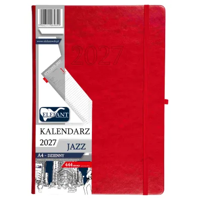 Kalendarz 2027 Jazz A4 dzienny czerwony