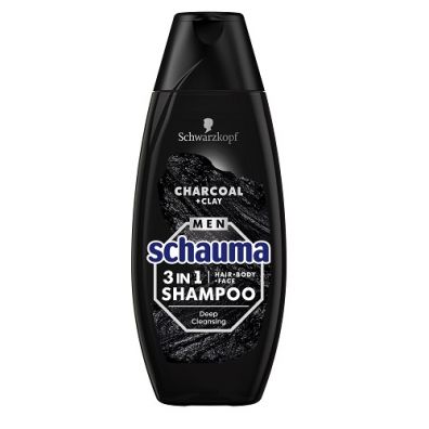 Schauma Men 3in1 Shampoo szampon dla mężczyzn do włosów, twarzy i ciała Węgiel & Glinka 400 ml
