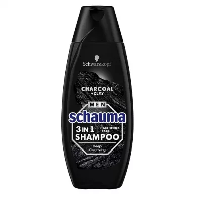 Schauma Men 3in1 Szampon dla m�czyzn do w�os�w, twarzy i cia�a W�giel & Glinka 400 ml