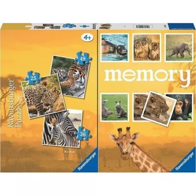 Puzzle 2D 3w1 + memory Dzikie zwierzta Ravensburger