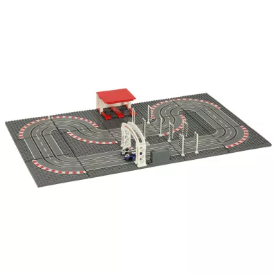 Tor wycigowy samochodowy elektryczny policyjny 2 auta autka kontrolery zakrty klocki konstrukcyjne GD-02