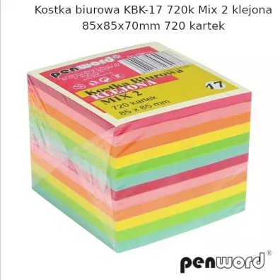 Penword Kostka biurowa mix 85x85x70mm 720 kartek