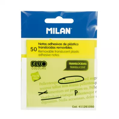 Milan Karteczki samoprzylepne Fluo przezroczyste ��te 76 x 76 mm 50 kartek 50 szt.