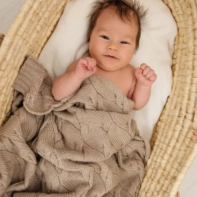 LullaLove Kocyk z we�ny merino - be�, kolekcja premium
