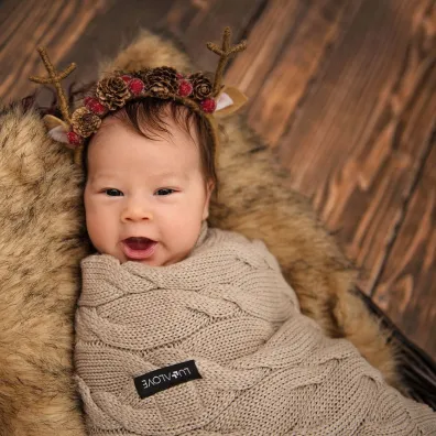 LullaLove Kocyk z we�ny merino - be�, kolekcja premium