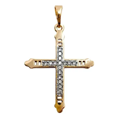Krzy�yk cyrkonie poz�acany 28x22mm