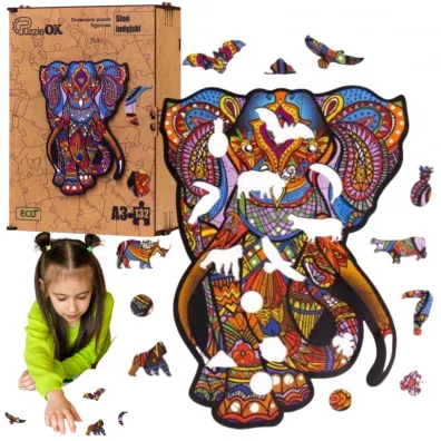 Puzzle drewniane eko 132 el. S�o� indyjski A3 Maksik