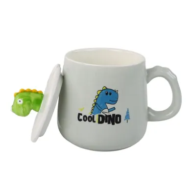 LeanToys Kubek Dinozaur niebieski �y�eczka przykrywka 350ml