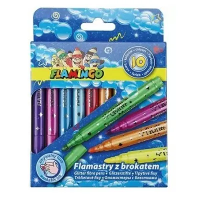 Titanum Flamastry z brokatowym tuszem 10 kolor�w FLAMINGO