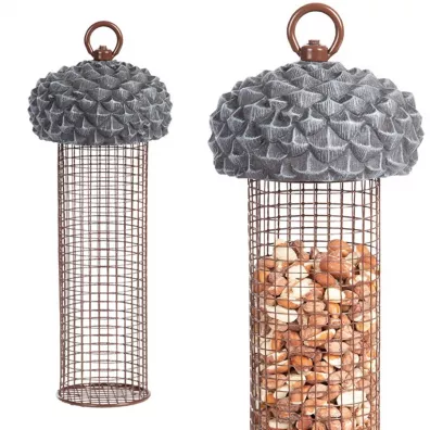 Esschert Design Karmnik dla ptakw wiszcy na orzechy i ziarno 28 cm
