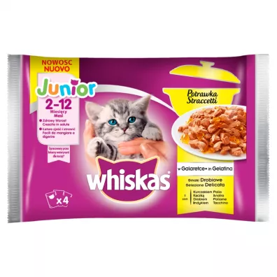 Whiskas Junior potrawka w galaretce smaki drobiowe. Karma dla kot�w 2-12 miesi�cy 4 x 85 g