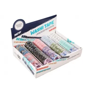 MFP Ta�ma klej�ca washi papierowa 1,5mm x 3m mix wzor�w