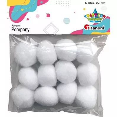 Titanum Pompony poliestrowe bia�e 12 szt.