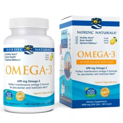 Nordic Naturals Omega-3 in Fish Gelatin Suplement diety 60 kaps.