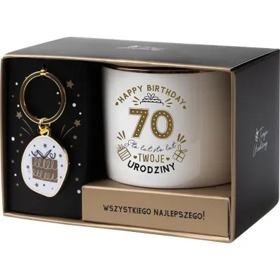 Be-Happy Gifts Zestaw prezentowy na 70 urodziny bia�o-z�oty