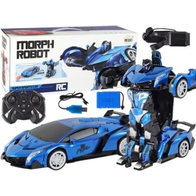 Samoch�d-robot transformer R/C 1:10 niebieski LeanToys