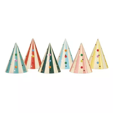 PartyDeco Czapeczki z pomponami 16cm