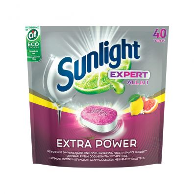 Sunlight Expert All In 1 Extra Power tabletki do mycia naczy w zmywarkach Citrus Fresh 40 szt.