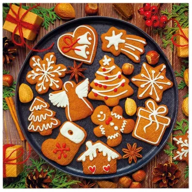 Paw Serwetki BN Lunch Tete a Tete Gingerbread icing decorated 33x33 20szt./op.