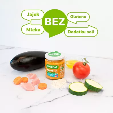 Smileat Soiczek z ekologicznymi maymi kawakami ryu i indyka z warzywami po 10 miesicu 230 g Bio