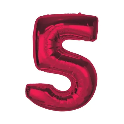 Godan Balon foliowy cyfra 5 czerwona Smart 92cm
